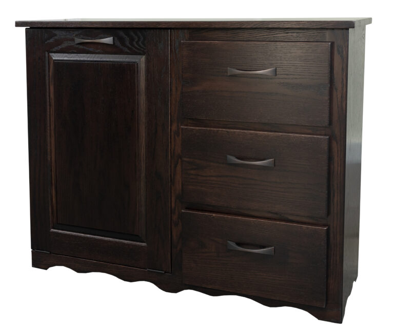 Custom Tilt Out Trash Bin with Three Right Hand Drawers