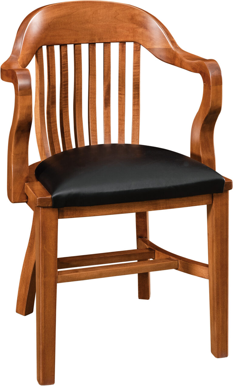 Amish Courthouse Style Arm Chair with Leather Seat