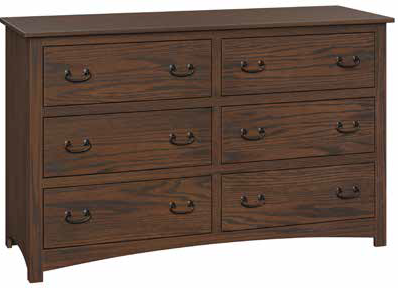 Amish Shaker 6 Drawer Dresser in Red Oak