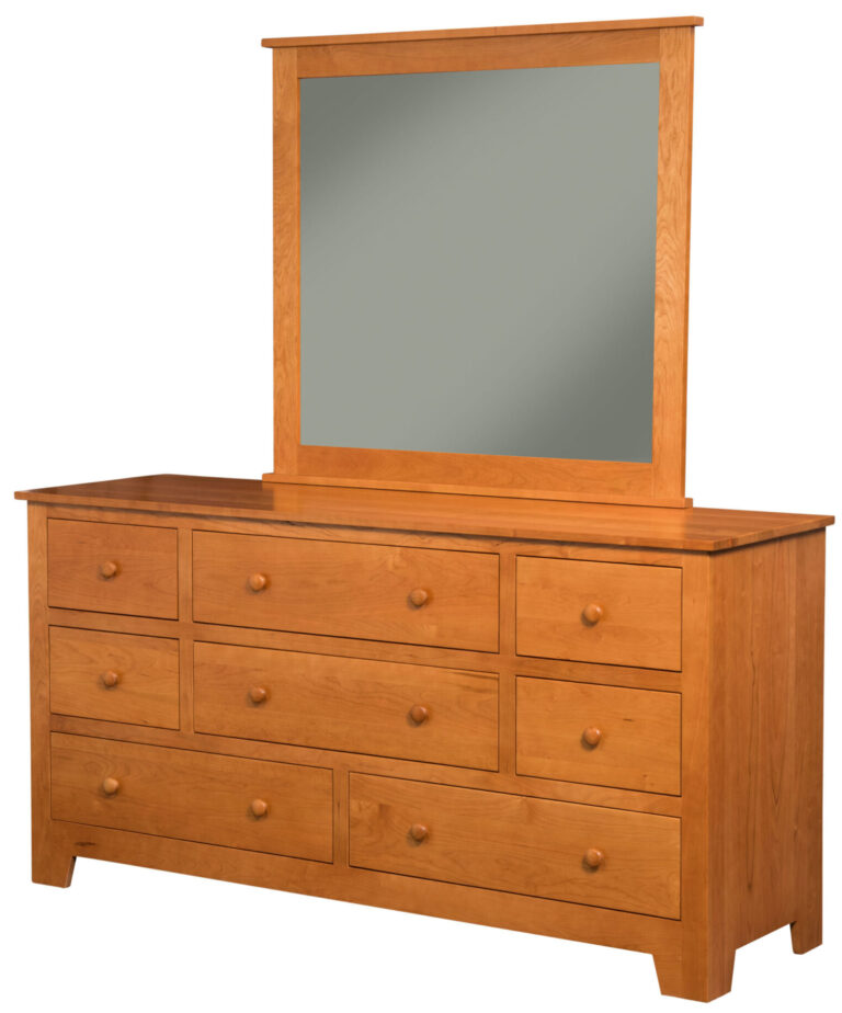 Amish Nantucket 8 Drawer Dresser with Mirror