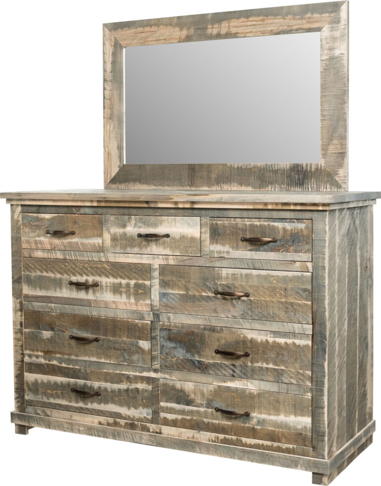 Amish Sierra 9 Drawer Dresser with Mirror