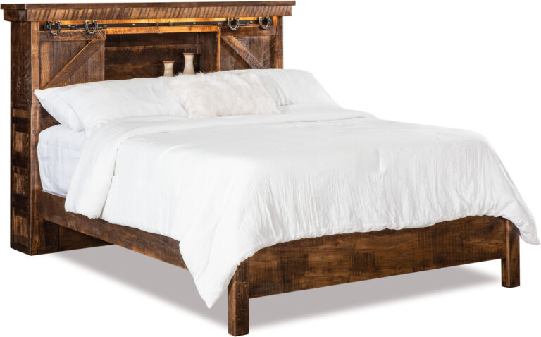 Custom Rustic Bookcase Headboard Bed