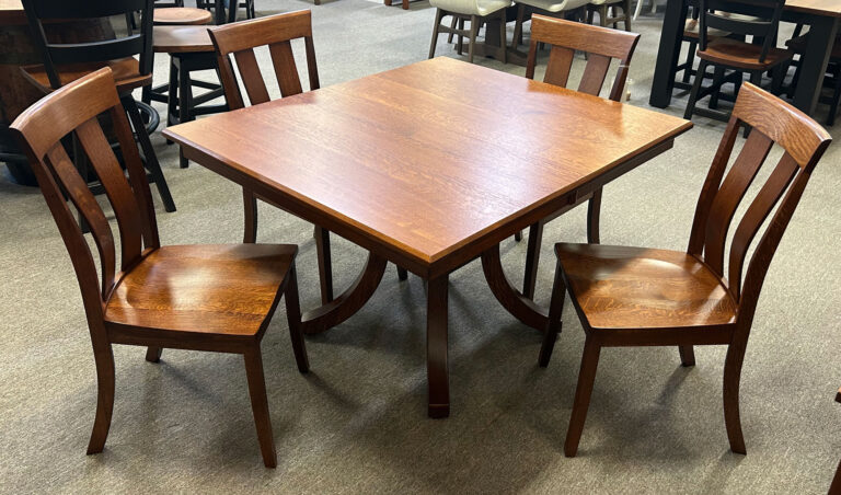 Custom Rex Mission Table with Mayville Side Chairs - Pulled Out