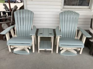 Comfort Back Swivel Glider with Oval End Table - Ready for Pick Up