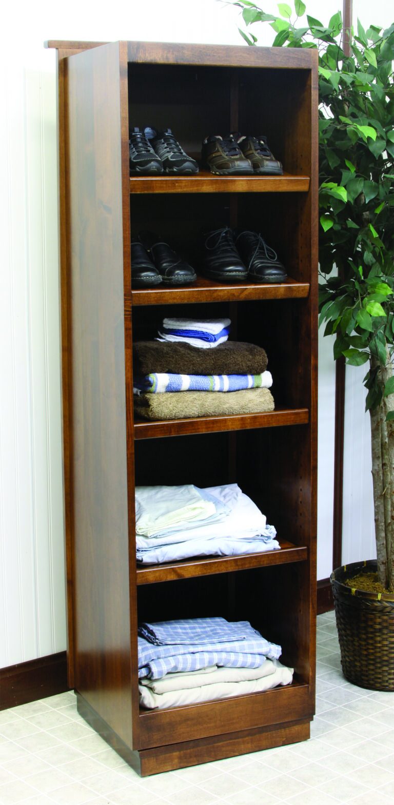 Custom Tradional Shaker Storage Tower Back View