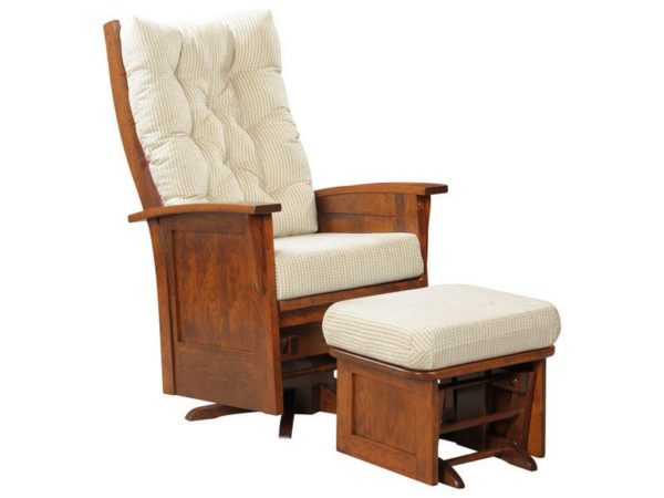 Amish Finley Deluxe Miss Panel Swivel Glider and Ottoman