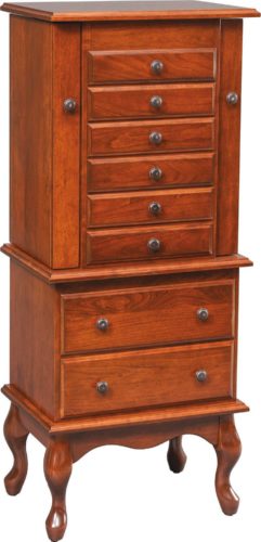 Amish 48 inch Split Queen Anne Jewelry Armoire Cherry
