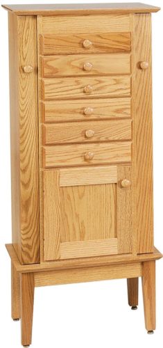 Amish 48 inch Winged Shaker Jewelry Armoire Oak