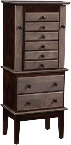 48 Inch Split Deco Shaker Jewelry Armoire Amish 48 Inch Split Deco Shaker Jewelry, Amish Jewelry Armoire
