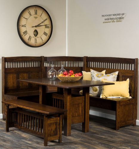 Classic Mission Dining Nook Set with Table and Benches
