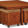 Amish 5pc Square Table Bench Set
