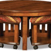 Amish 5 pc Round Table Open Bench Set