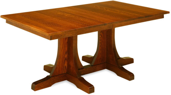 Amish Double Pedestal Mission Dining Table