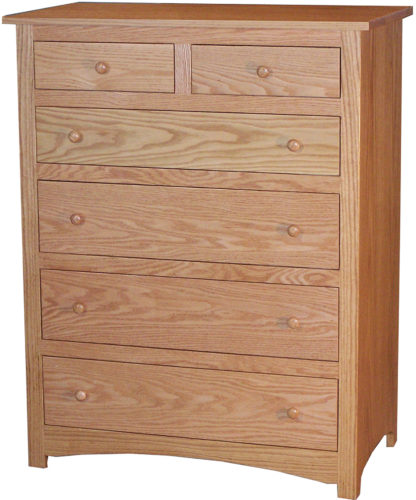 Amish Oak Shaker Six Drawer Chest