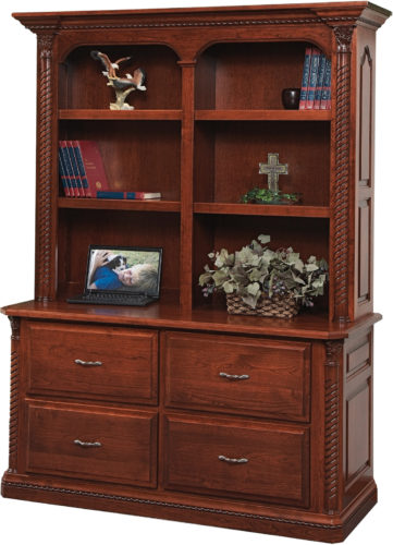 Amish Lexington Wide Double Lateral File with Bookshelf