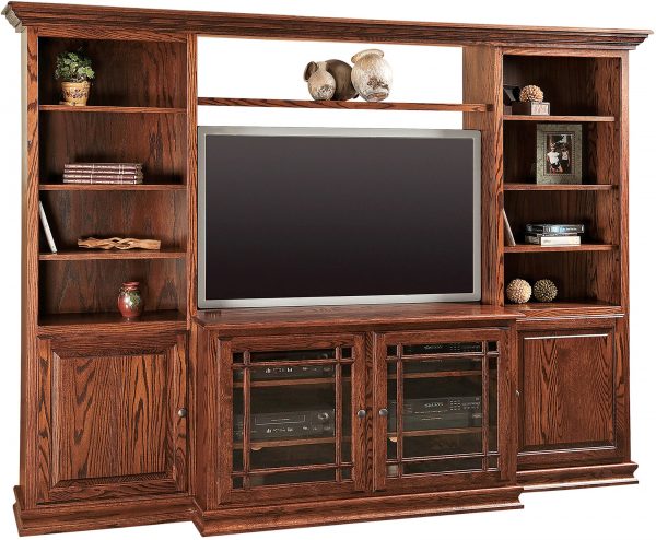 Amish Jason Heritage TV Console with Bookcases