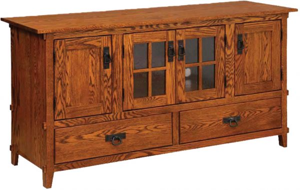 Amish Mission Four Door, Two Drawer Plasma TV Cabinet