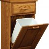 Amish Open View of Tilt Out Top Drawer Trash Bin
