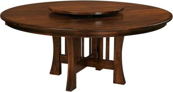 Amish Arts and Crafts Round Dining Table with Lazy Susan