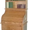 Amish Full Pedestal Roll Top Desk with Hutch