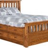 Amish Schrock Mission Bed with 8 Drawers
