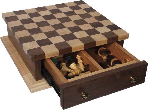 Large Checkerboard with Drawer Including Pieces