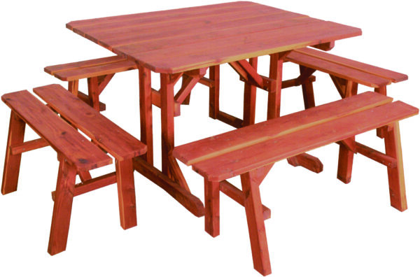 Square Picnic Table with Benches