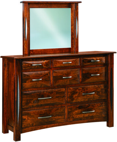 Amish Ravena Dresser with Ten Drawers and Mirror