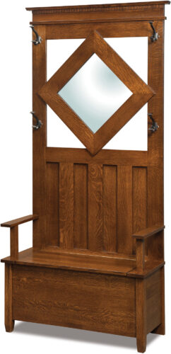 Leslin Collection Hall Seat with Storage and Beveled Mirror