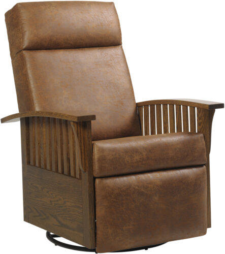 Amish Mission Swivel Glider Recliner with Leather Upholstery