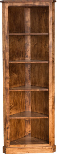 Amish Traditional Fixed Shelf Corner Bookcase