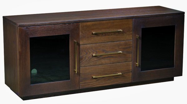 Amish Lexus TV Stand with Three Drawers and Two Doors