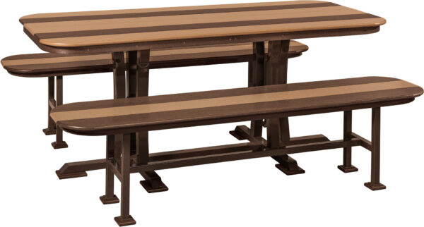 All Poly Dining Table with Benches