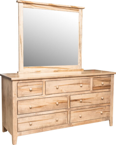 Amish Ridgecrest Flush Mission 7 Drawer Dresser with Mirror