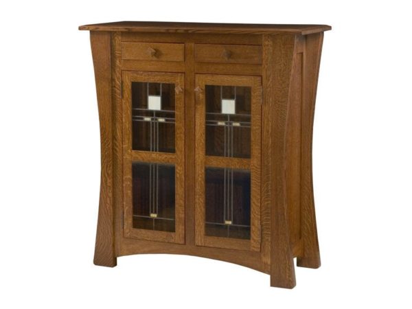Amish Arts and Crafts Two Door Cabinet with Glass Panels