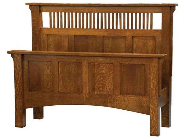 Amish Arts and Crafts Spindle Panel Bed