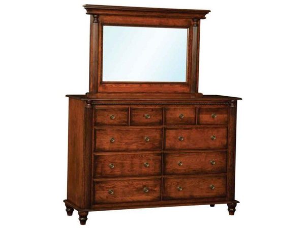 Amish Ellyons Ten Drawer Dresser with Mirror