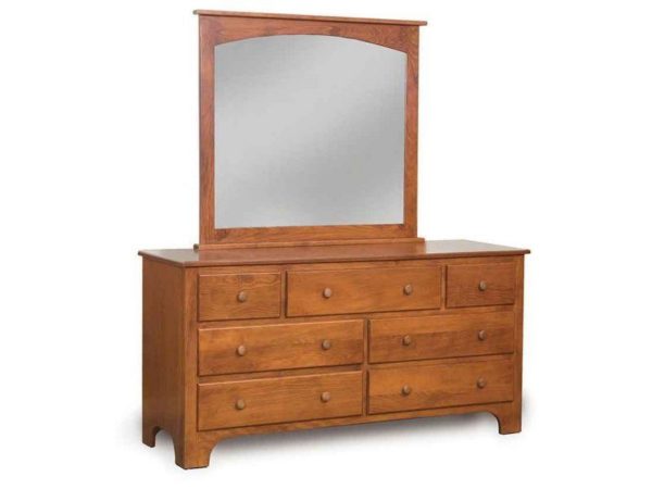 Amish Ridgecrest Shaker Seven Drawer Dresser with Mirror