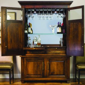 Custom Amish Imperial Wine Cabinet with Doors Open