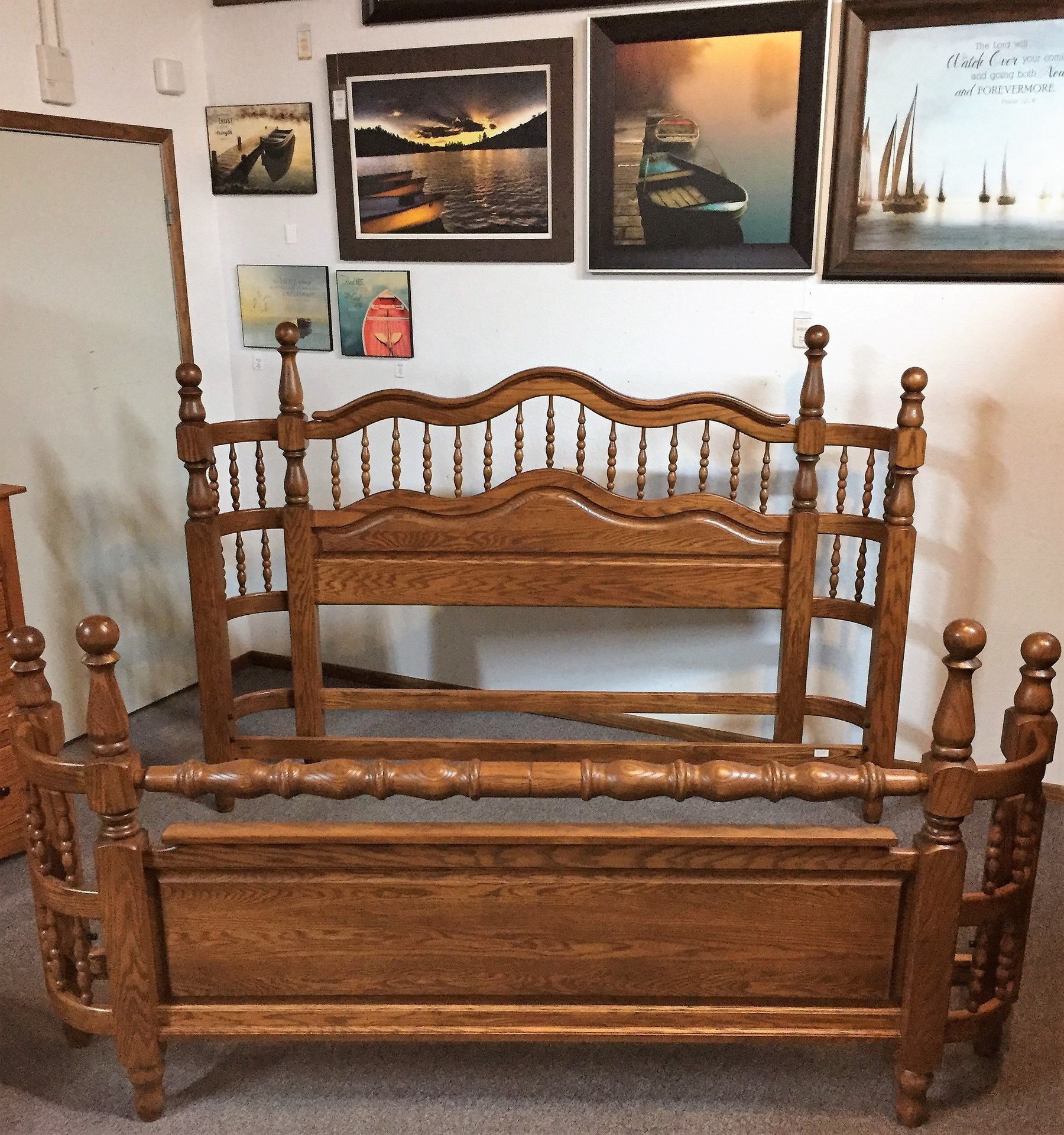 King Tall Solid Oak Wrap Around Bed