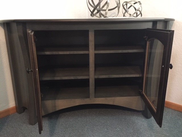 Open Door Solid Wood Gray Corner TV Cabinet