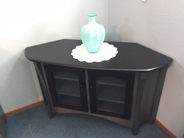 Solid Wood Gray Corner TV Cabinet Top View
