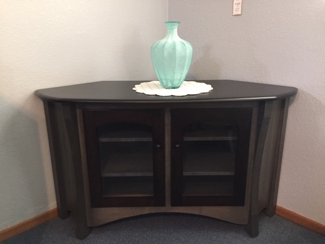 Solid Wood Gray Corner TV Cabinet