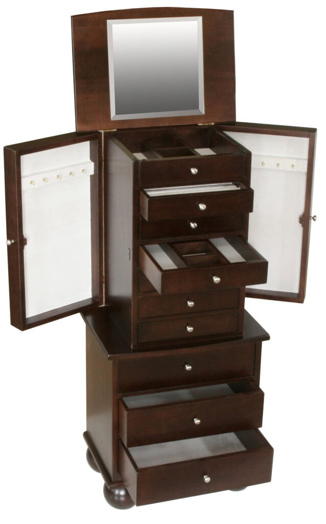 Custom Jewelry Armoire, Bun Feet Lg Espresso