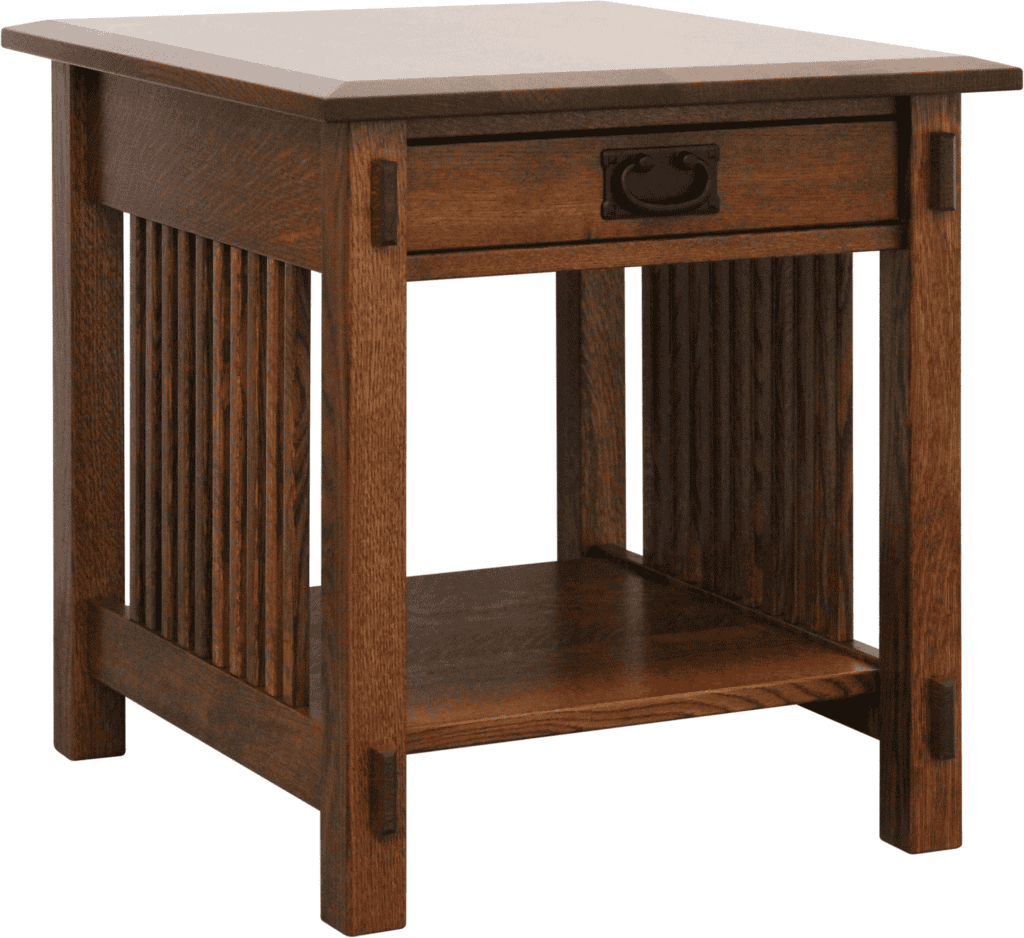 Lux set slat mission end table with drawer